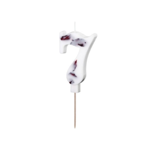 Number Candle 7 - White with Flowers